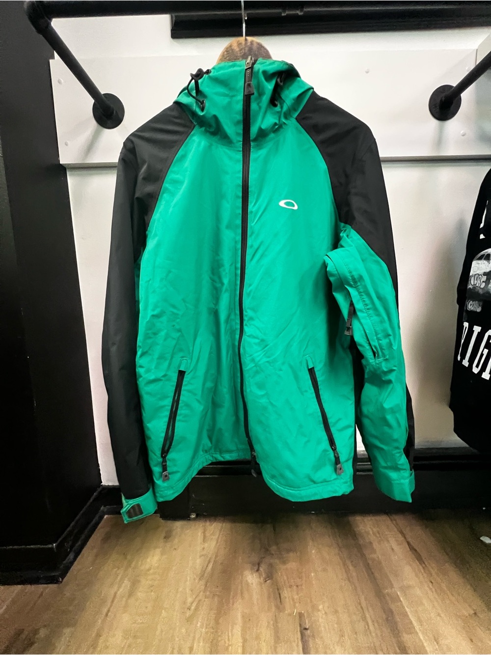 Oakley Men's Teal Green and Black Ski Jacket with Hood